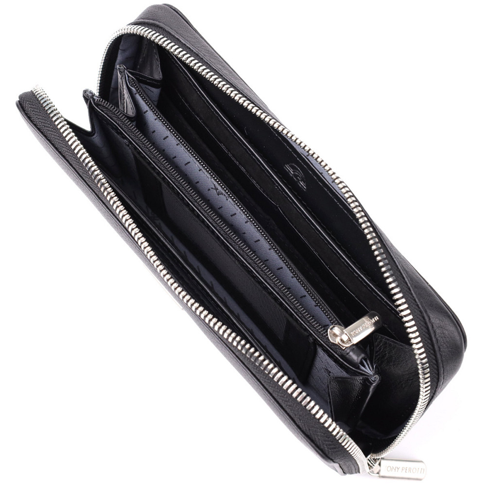 Практичний жіночий гаманець на одне відділення із зернистої натуральної шкіри Tony Perotti 20863_1 (3622 nero) Чорний Київ - фото 6