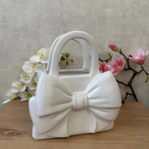 Ваза керамічна у формі сумочки Бант 20*12*22. 5см, колір - білий Житомир