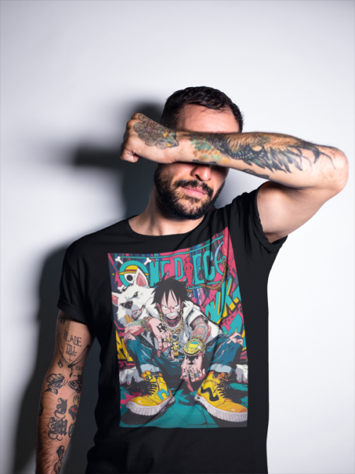 Футболка для хлопчика з аніме принтом Волф Аніме Манга Аніме оверсайз (зріст від 165 до 180) Чорний AnimeJ0716m Дніпро - фото 4