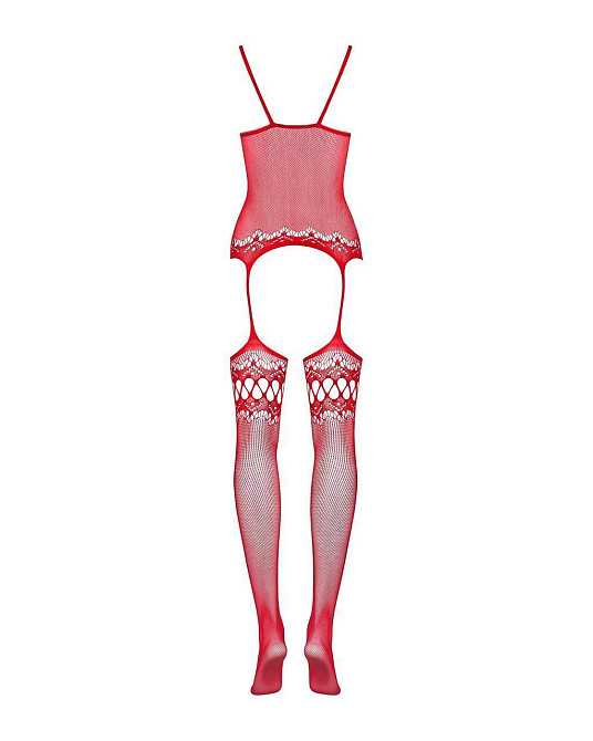 Бодистокинг Obsessive Bodystocking F214 red S/M/L, имитация корсета и чулок на подвязках Sex Aura Киев - изображение 7