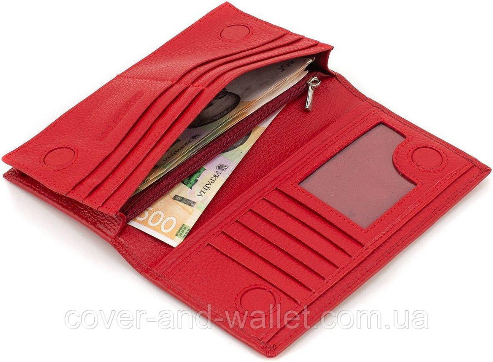 Тонкий женский кошелек купюрник красного цвета из натуральной кожи ST 152 A Red Киев - изображение 4