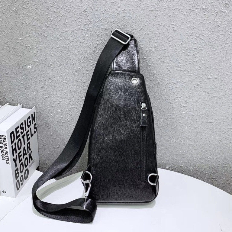 Слінг шкіряний чоловічий на плече18х32х8, нагрудна сумка рюкзак для студента TIDING BAG TH-73583 чорна Київ - фото 6