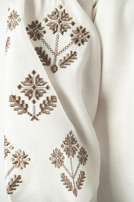 Вишиванка для дівчаток-підлітків лляна з довгим рукавом, молочна топ Київ - фото 3