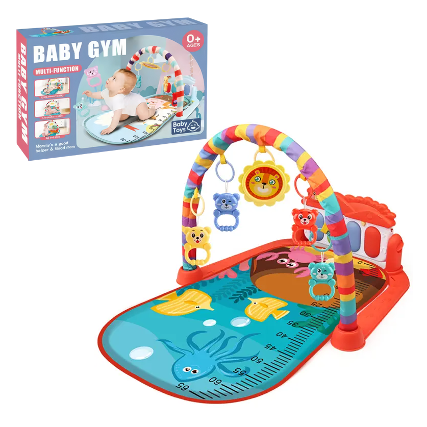 Розвивальний килимок для дітей з музичним піаніно, підвісними іграшками, шкалою росту, морської тематики Кам'янець-Подільський - фото 1