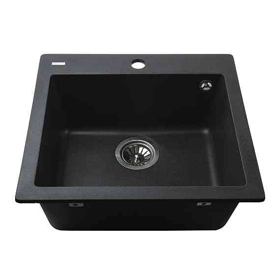 Гранитная мойка Globus Lux AOSTA черный металлик 490x455мм-А0001 (000023578) Киев