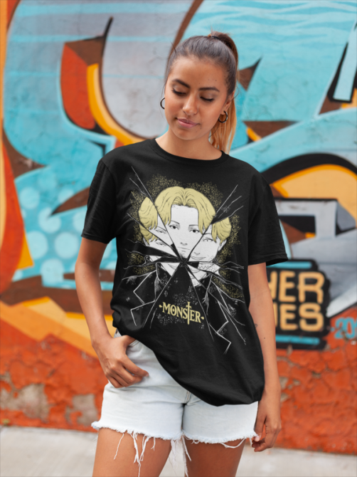 Футболка з аніме принтом Монстер Джохан Ліеберт Кензо оверсайз (S/M/L) Чорний AnimeJ0145 Дніпро - фото 4