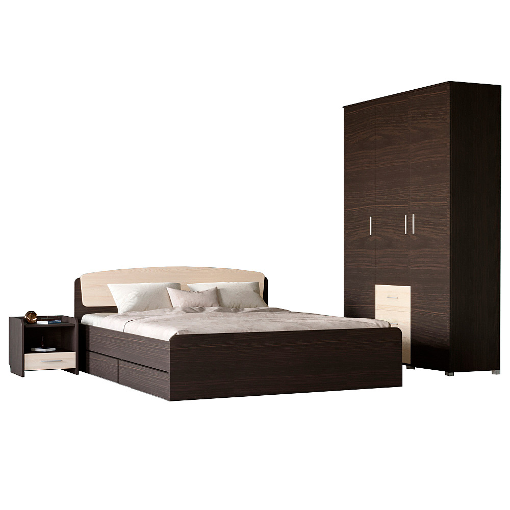 Спальня Эверест Бриз комплект 3 (модульная - 3 элемента) венге + дуб молочный (DTM-2550) Днепр - изображение 2