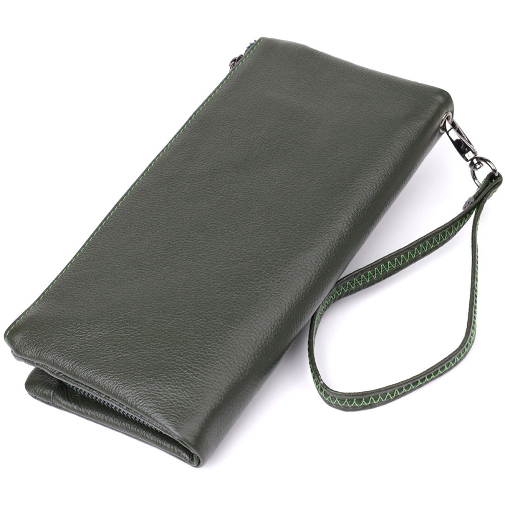 Удобный кошелек для женщин с кистевым ремнем из натуральной кожи Зеленый (ST Leather) Киев - изображение 6