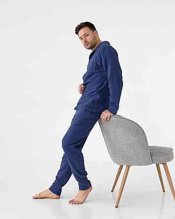 Мужская пижама муслиновая Синий S Харьков