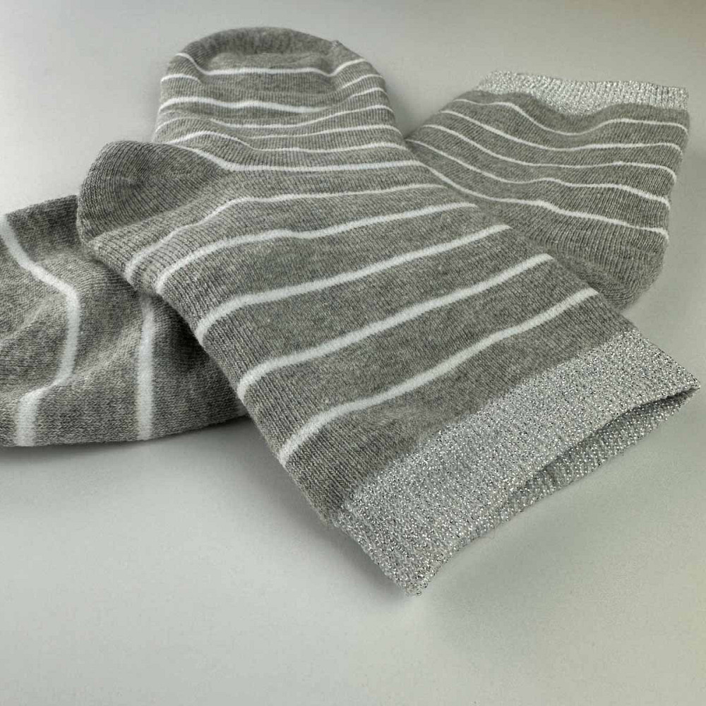 Теплые носки женские классические в полоску с серебром GM Textile Высокие 36-41 Светло-Серый Сумы - изображение 2