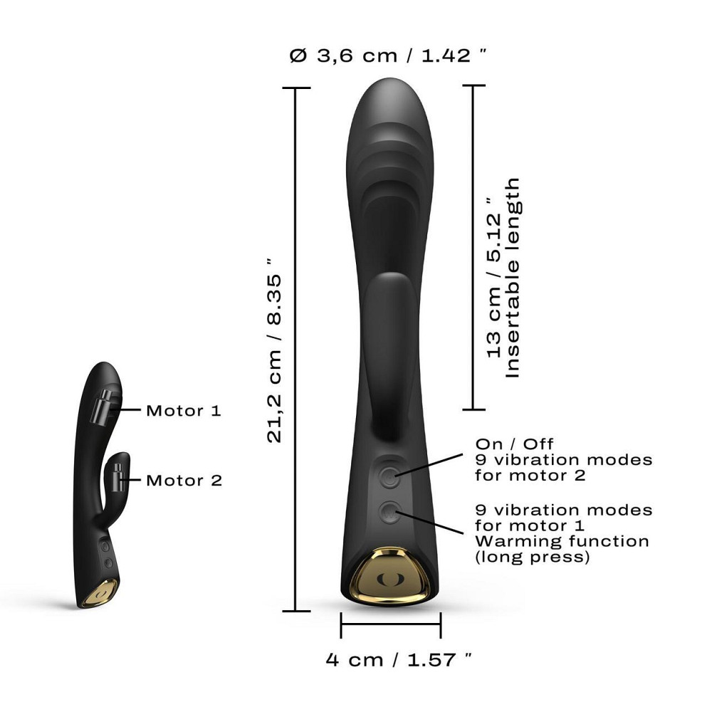 Вибратор-кролик с подогревом Dorcel FLEXI RABBIT BLACK, гибкий ствол Sex Aura Киев - изображение 5