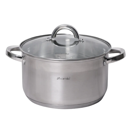 Каструля нержавіюча сталь 6,5л з кришкою порожнисті ручки 5624S KAMILLE Житомир - фото 8