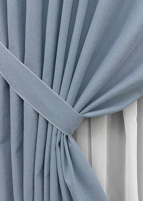 Преміум шторна тканина blackout 100%, двостороння, колекція “ASHEN NIGHT” колір блакитний 1839ш Київ - фото 5