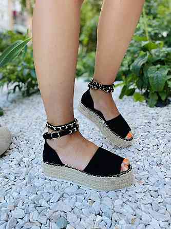 Seastar Чорні босоніжки літні жіночі на танкетці еко-замша SEASTAR JH153P 36р.38р.39р.40р. Коломыя