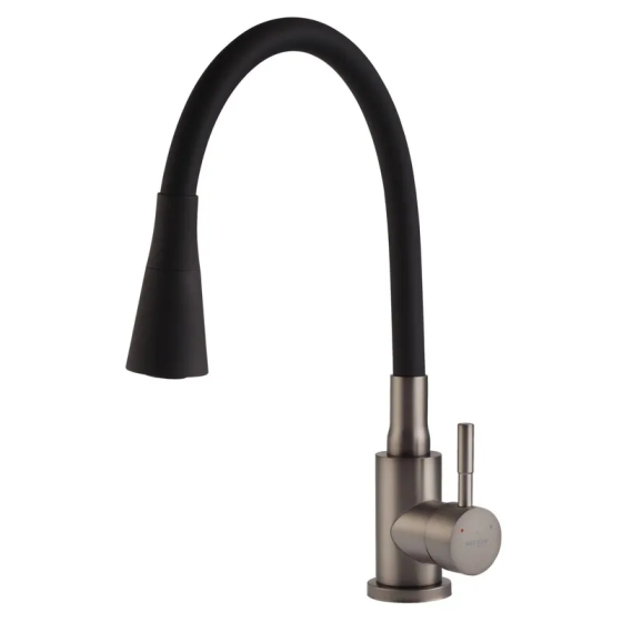 Змішувач для кухні Mixxus SEO-011-T Graphite Refl.Black з нерж.сталі SUS304 (Колір графіт,силіконовий вилив чорний) (MI8434) ( ( Харків