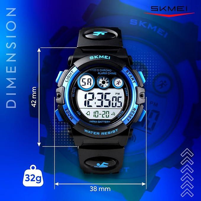 Детские электронные спортивные часы Skmei, водонепроницаемый, LED подсветка, секундомер, черные стильные часы Киев - изображение 4