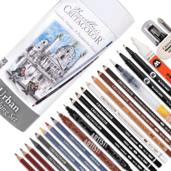 Набор художественных материалов URBAN SKETCHING 24шт металлическая коробка Cretacolor Киев