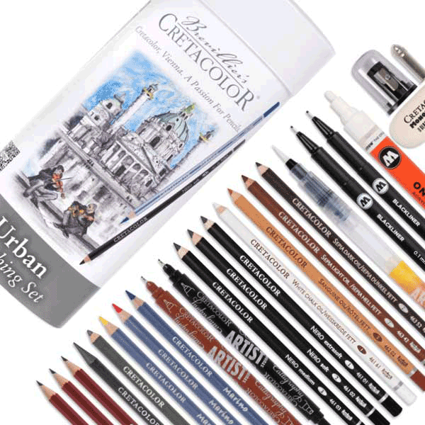 Набір художніх матеріалів URBAN SKETCHING 24шт металева коробка Cretacolor Київ - фото 4