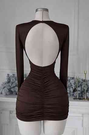 Женское спелое обаятельное мини платье качественный, плотный микродайвинг Шоколад, 42/44 Одесса