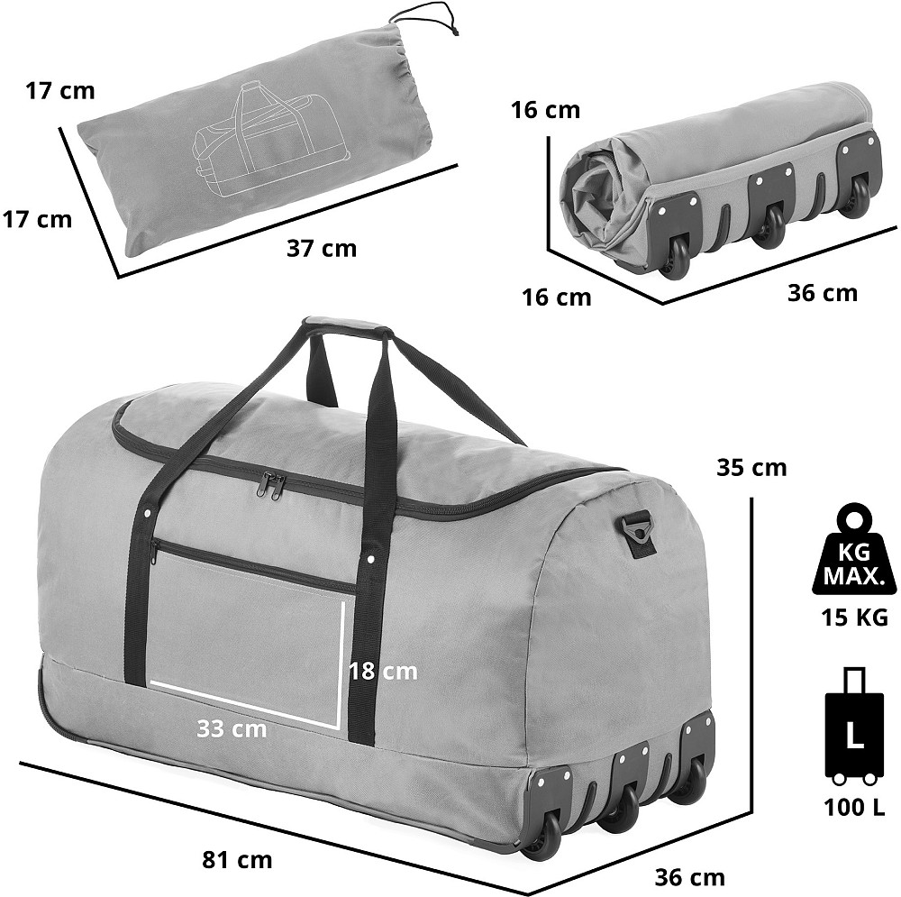 Сумка дорожная на колесах TravelZ Wheelbag 100 Liter Grey (603092) Киев - изображение 4