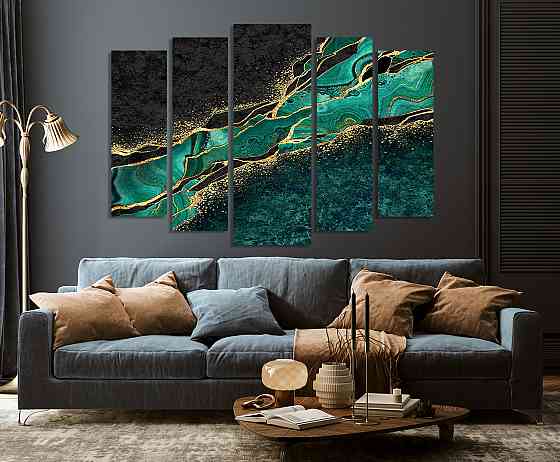 Модульна картина у вітальню/спальню  Флю Арт В зеленому кольорі  LM005_5 99х140 см Київ