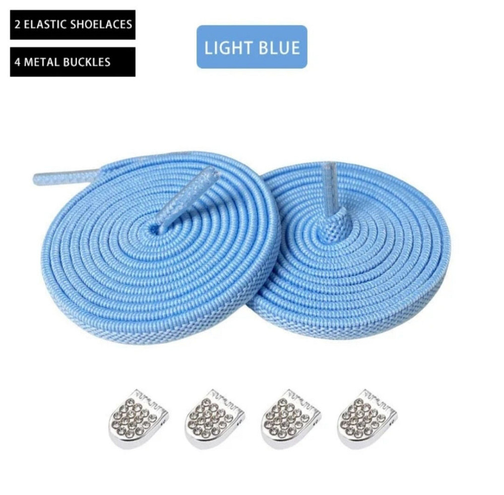 Еластичні шнурки без зав'язок з фіксаторами стрази Блакитний Сміла - фото 1
