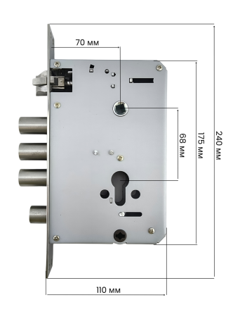 Корпус 3-ригельного замка PES 7068 с круглыми ригелями Киев