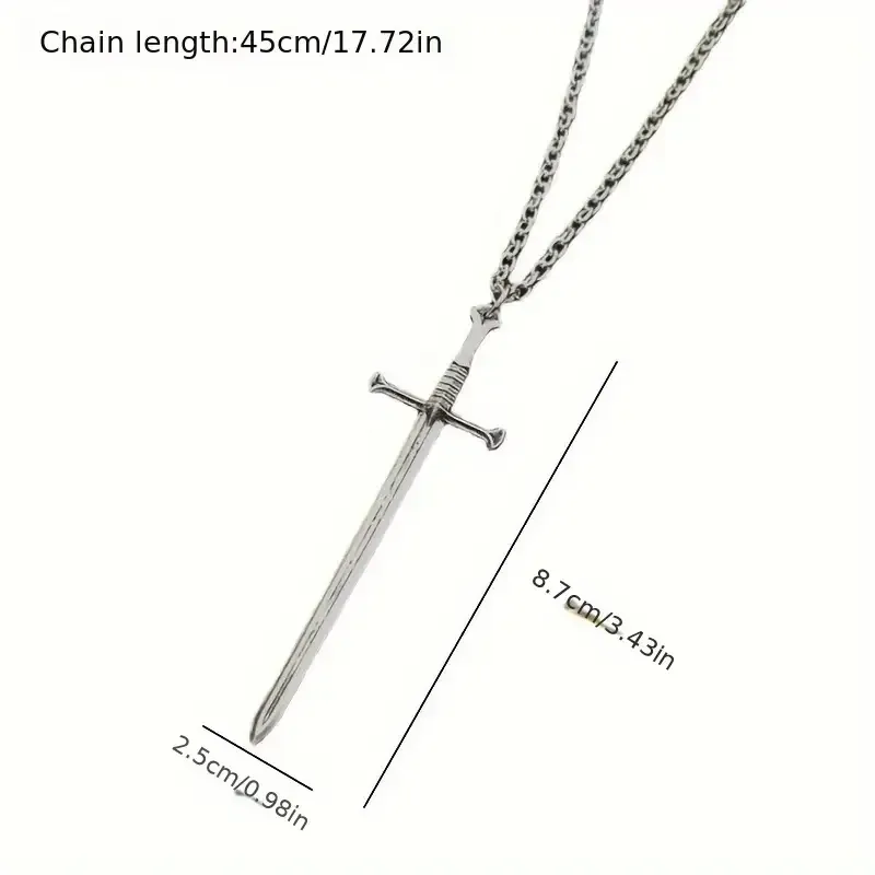 Кулон-меч на цепочке – серебристый, 8,7×2,5 см, унисекс Киев - изображение 2