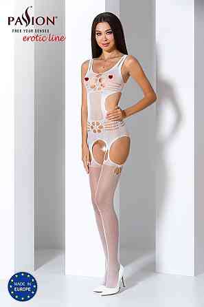 Бодистокинг Passion BS066 One Size, White, комбинезон, имитация чулок и пояса с гартерами Sex Aura Киев