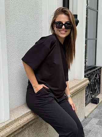 Спортивный костюм женский футболка и штаны джогеры Черный M-L Харьков