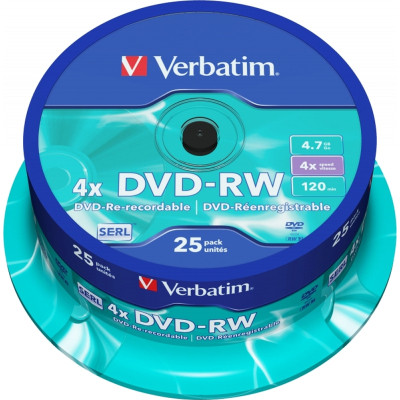Диск DVD Verbatim 4.7Gb 4x CakeBox 25 шт silver (43639) Винница - изображение 1