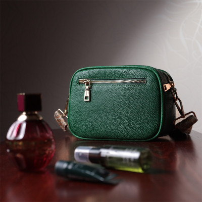 Сумка Vintage Стьобана жіноча з натуральної шкіри Зелена (22613) Вінниця - фото 7