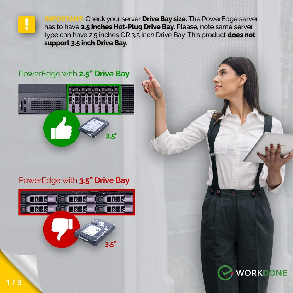 Лоток для HDD/SSD WORKDONE 2.5" для серверів Dell PowerEdge (14th/15th Gen), сумісний з DXD9H, для NVMe/SAS/SATA Київ - фото 7