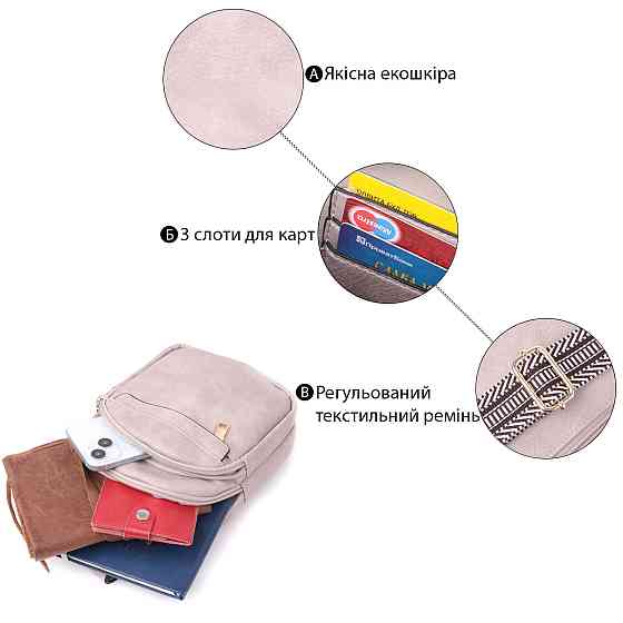 Стильная женская сумка через плечо из экокожи Vintage sale_15119 Бежевый Киев