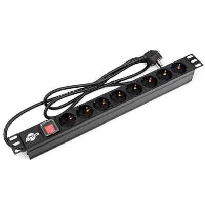 Силовой блок 19" 8 розеток, кабель 2.0m медь 1.5мм, с выключателем Atcom (AT1821) Винница