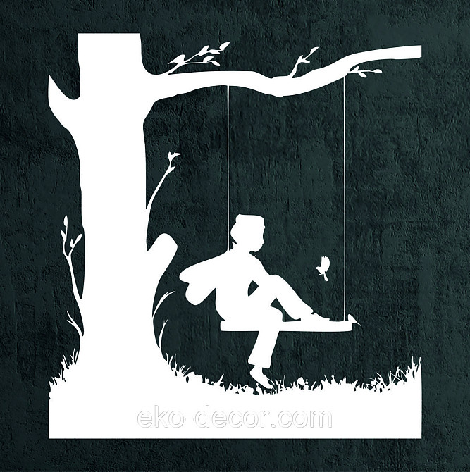 Декоративное настенное Панно «Мальчик на качеле» Декор на стену 70*64 см, Белый Киев - изображение 7