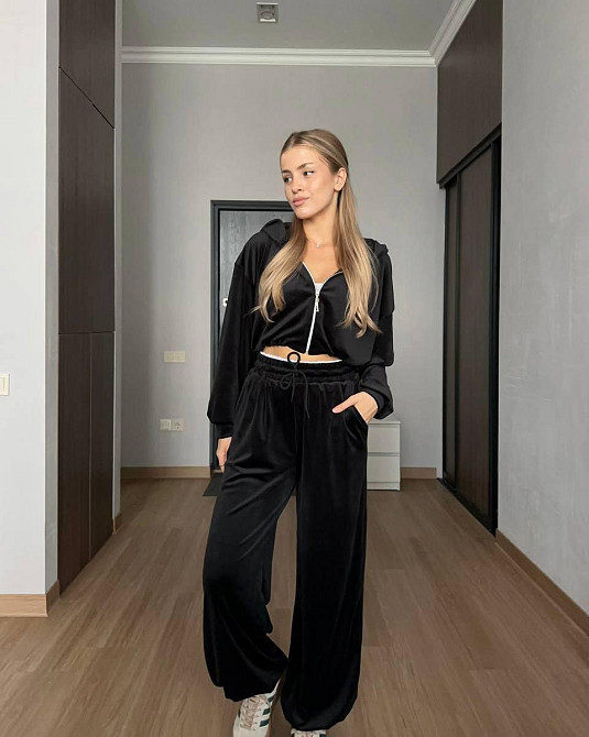 Женский прогулочный костюм двойка: кофта и штаны велюр спорт Одесса - изображение 1