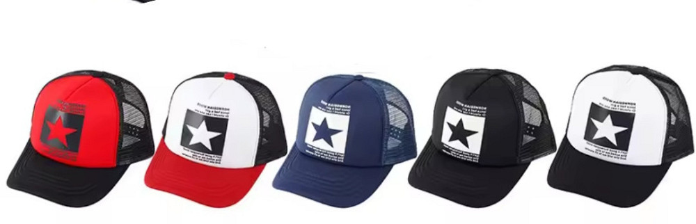 Летняя кепка в сеточку с принтом звезда для мужчин и женщин 54-60 черный с красным Киев - изображение 5