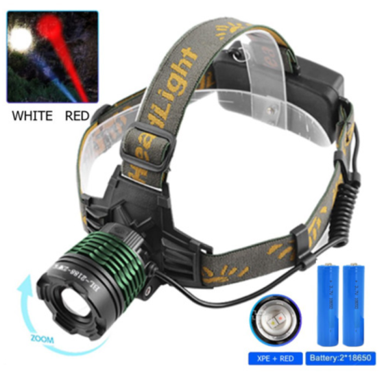 Налобний ліхтар Police 2188-2XPE, Білий, Червоний, ЗУ microUSB, Zoom Дніпро