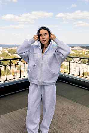 Жіночий теплий костюм двойка вільного крою на кожен день турецька тринитка на флісі Меланж Одеса