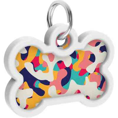 Адресник для тварин WAUDOG Smart ID з QR паспортом "Камо різнокольоровий", кістка 40х28 мм (0640-0206) Вінниця