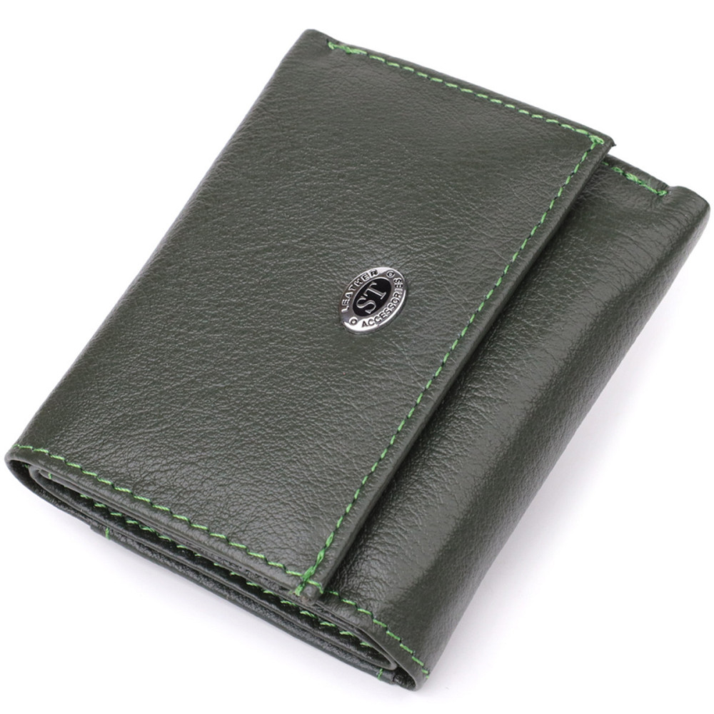 Жіночий мініатюрний гаманець із натуральної шкіри ST Leather 23083 Зелений Київ - фото 1