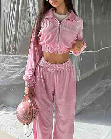 Женский стильный костюм двойка кофта с вышивкой и штаны велюр Одесса