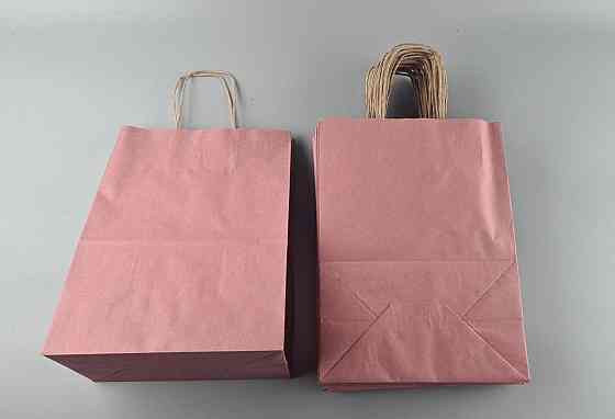 Пакет с ручками бумажный крафт Розовый 260х150х350, 80г/м2 (25 шт) Харьков