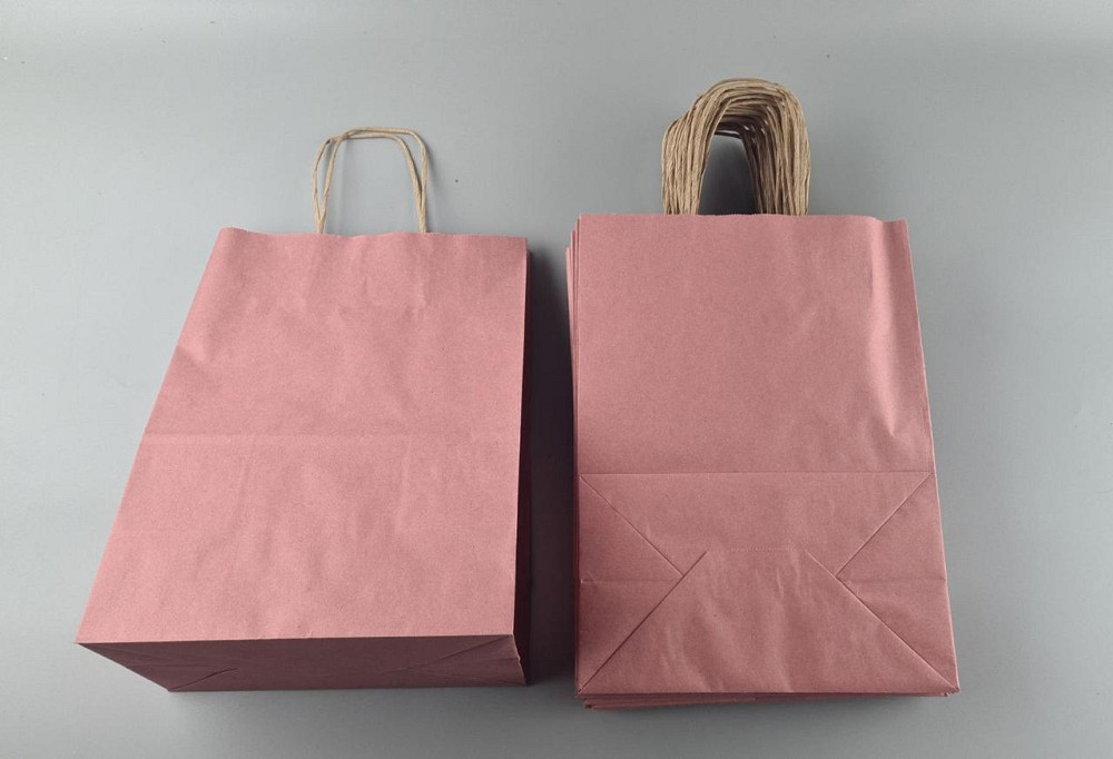 Пакет с ручками бумажный крафт Розовый 260х150х350, 80г/м2 (25 шт) Харьков - изображение 2