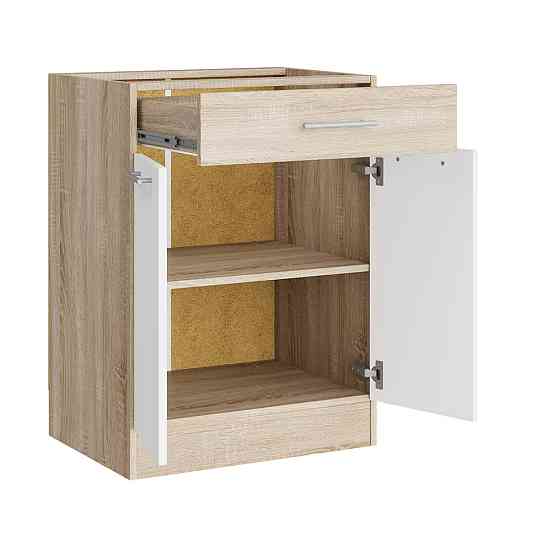 Кухонный модуль нижний с шухлядой Эверест Эко 600 дуб сонома/нимфея альба (белый) (без столешницы) 60х46х82 см (DTM-071041) Днепр