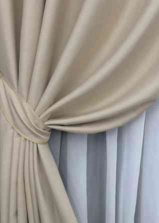 Комплект штор на люверсах VR-Textil Шеніл однотонний № 1691ш Бежевий 150х250 см 2 шт (37-0241) Київ