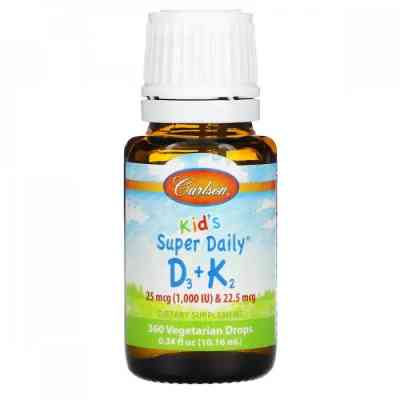 Вітамін Carlson Вітамін D3+K2 для дітей у краплях, 1000 МО та 22,5 мкг, Kid' (CAR-10530) Вінниця