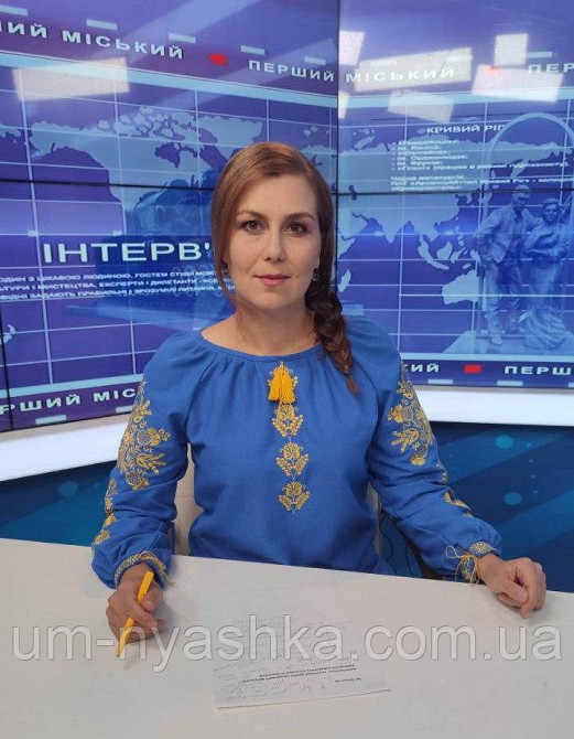 Жіноча лляна вишиванка блакитна з жовтою вишивкою Стефанія р.XS-5XL Кривой Рог - изображение 1