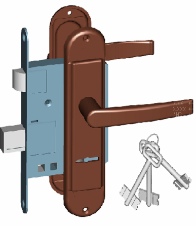 Замок врізний Тандем ЗВ=9Н-1П мідь Харків